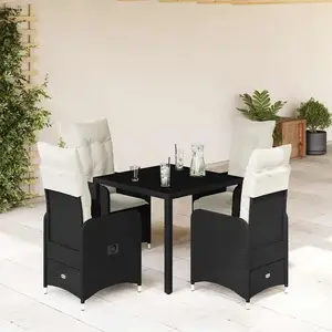 vidaXL Ensemble de bistro de jardin 5 pcs coussins noir poly rotin pas cher