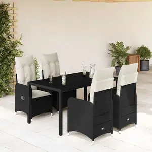 Comparateur de prix : vidaXL Ensemble de bistro de jardin 5 pcs coussins noir poly rotin