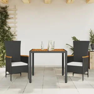 vidaXL Ensemble à manger de jardin avec coussins 3 pcs Noir pas cher