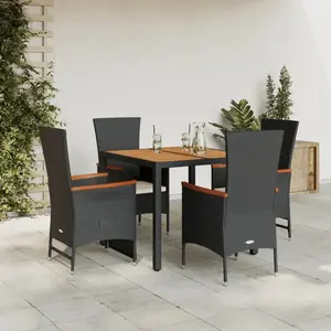 vidaXL Ensemble à manger de jardin coussins 5pcs Noir Résine tressée pas cher