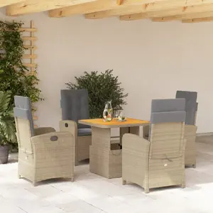 vidaXL Ensemble à manger de jardin avec coussins 5pcs Beige poly rotin pas cher