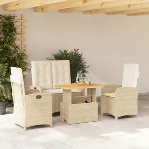 Comparateur de prix : vidaXL Ensemble à manger de jardin coussins 4 pcs beige résine tressée