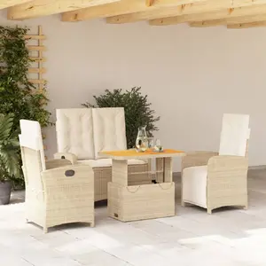 Comparateur de prix : vidaXL Ensemble à manger de jardin coussins 4 pcs beige résine tressée