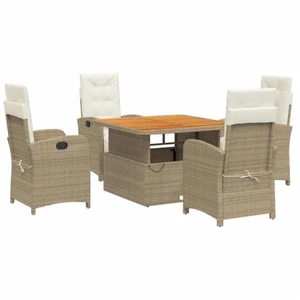 vidaXL Ensemble à manger de jardin avec coussins 5pcs Beige poly rotin pas cher
