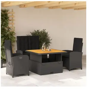 Comparateur de prix : vidaXL Ensemble à manger de jardin 4 pcs avec coussins noir