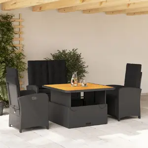 vidaXL Ensemble à manger de jardin 4 pcs avec coussins noir pas cher