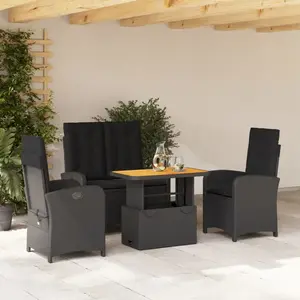 vidaXL Ensemble à manger de jardin 4 pcs avec coussins noir pas cher