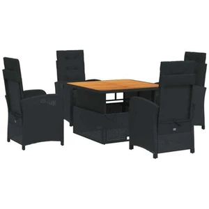 vidaXL Ensemble à manger de jardin coussins 5pcs Noir Résine tressée pas cher
