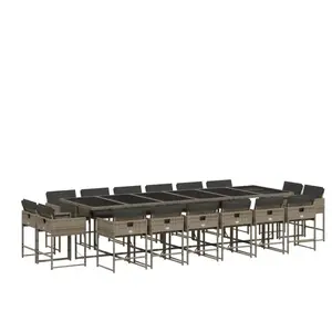 vidaXL Ensemble à manger de jardin 17 pcs et coussins résine tressée pas cher