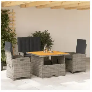 vidaXL Ensemble à manger jardin 4pcs et coussins Gris Résine tressée pas cher