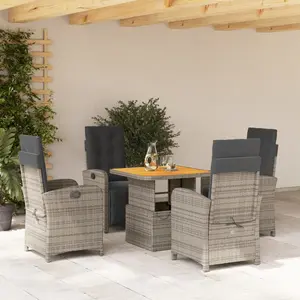 vidaXL Ensemble à manger de jardin 5 pcs coussins gris résine tressée pas cher