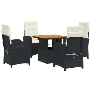vidaXL Ensemble à manger de jardin coussins 5pcs Noir Résine tressée pas cher