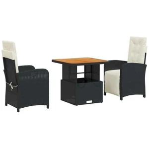 vidaXL Ensemble à manger de jardin avec coussins 3 pcs Noir pas cher