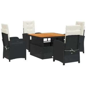 vidaXL Ensemble à manger de jardin coussins 5pcs Noir Résine tressée pas cher