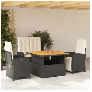 Comparateur de prix : vidaXL Ensemble à manger de jardin 4 pcs avec coussins noir