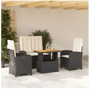 vidaXL Ensemble à manger de jardin 4 pcs avec coussins noir pas cher