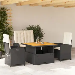 vidaXL Ensemble à manger de jardin 4 pcs avec coussins noir pas cher