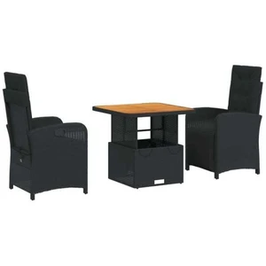 vidaXL Ensemble à manger de jardin avec coussins 3 pcs Noir pas cher
