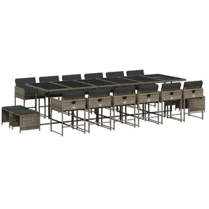 vidaXL Ensemble à manger de jardin 17 pcs et coussins résine tressée pas cher