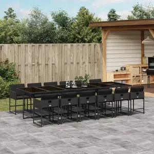 vidaXL Ensemble à manger de jardin 13 pcs coussins noir résine tressée pas cher