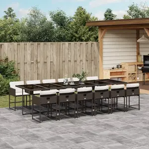 vidaXL Ensemble à manger de jardin avec coussins 13 pcs marron rotin pas cher