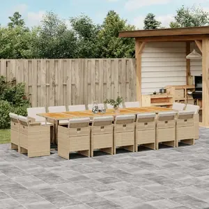 Comparateur de prix : vidaXL Ensemble à manger de jardin et coussins 17 pcs beige