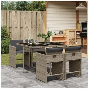 vidaXL Ensemble à manger de jardin 5 pcs coussins gris résine tressée pas cher