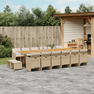 Comparateur de prix : vidaXL Ensemble à manger de jardin et coussins 17 pcs beige