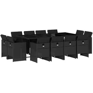 vidaXL Ensemble à manger de jardin 13 pcs coussins noir résine tressée pas cher