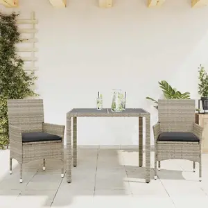vidaXL Ensemble à manger de jardin avec coussins 3 pcs rotin et verre pas cher