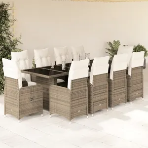 Comparateur de prix : vidaXL Ensemble de bistro de jardin 11 pcs coussins beige poly rotin