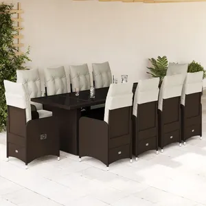 Comparateur de prix : vidaXL Ensemble de bistro de jardin 11 pcs coussins marron poly rotin