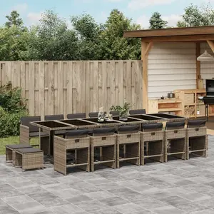 vidaXL Ensemble à manger de jardin 17 pcs et coussins résine tressée pas cher