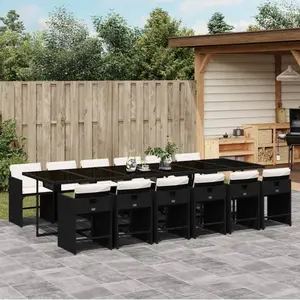 vidaXL Ensemble à manger de jardin 13 pcs coussins noir résine tressée pas cher