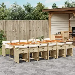 vidaXL Ensemble à manger de jardin et coussins 13 pcs beige pas cher