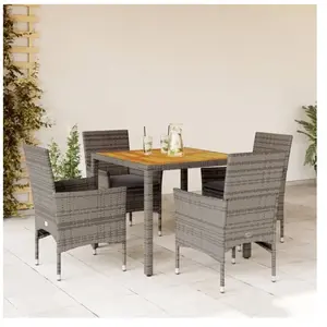 vidaXL Ensemble à manger de jardin et coussins 5 pcs gris rotin acacia pas cher