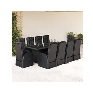 Vidaxl ensemble à manger de jardin 11 pcs coussins noir résine tresséeVendu parvidaxl