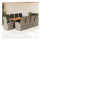 vidaXL Ensemble à manger de jardin 11pcs avec coussins gris poly rotin pas cher