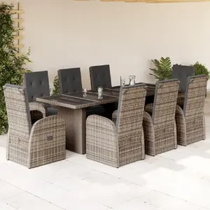 vidaXL Ensemble à manger de jardin 9 pcs coussins gris résine tressée pas cher