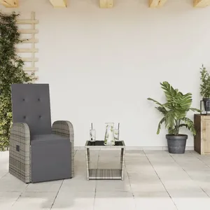 vidaXL Ensemble à manger de jardin et coussins 2 pcs gris rotin pas cher