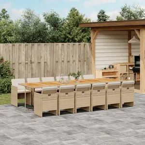 Comparateur de prix : vidaXL Ensemble à manger de jardin et coussins 13 pcs beige