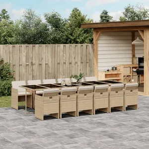 Comparateur de prix : vidaXL Ensemble à manger de jardin et coussins 13 pcs beige