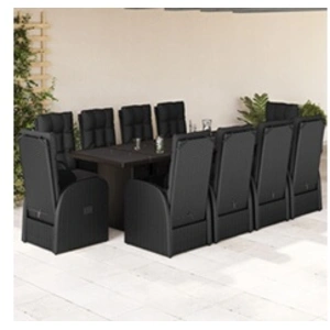 Vidaxl ensemble à manger de jardin 11 pcs coussins noir résine tresséeVendu parvidaxl