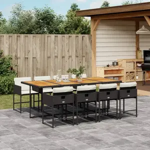 vidaXL Ensemble à manger de jardin 9pcs coussins noir résine tressée pas cher