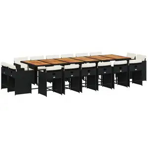 Comparateur de prix : vidaXL Ensemble à manger de jardin 17 pcs coussins noir résine tressée