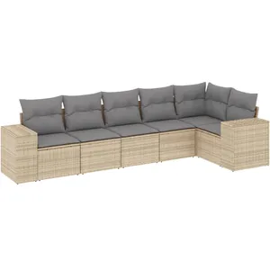 vidaXL Salon de jardin avec coussins 6 pcs beige résine tressée pas cher