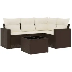 Comparateur de prix : vidaXL Salon de jardin avec coussins 5 pcs marron résine tressée
