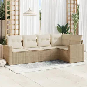Comparateur de prix : vidaXL Salon de jardin avec coussins 5 pcs beige résine tressée