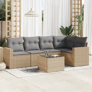 Comparateur de prix : vidaXL Salon de jardin avec coussins 6 pcs beige résine tressée