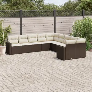 Comparateur de prix : vidaXL Salon de jardin 10 pcs avec coussins marron résine tressée